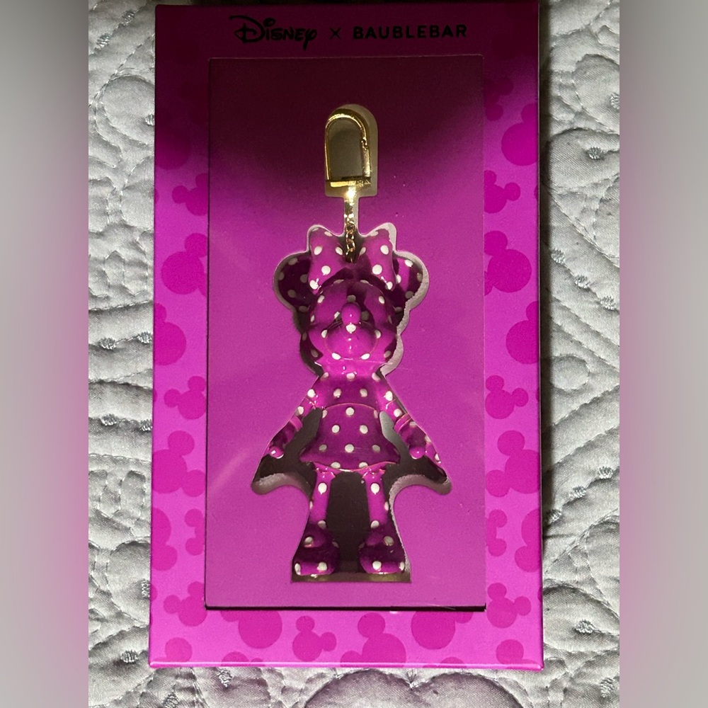 🩷BAUBLEBAR 🩷RARE🩷DISNEY🩷Minnie Mouse Pink Polka Dot Character Bag Charm/Keychain
